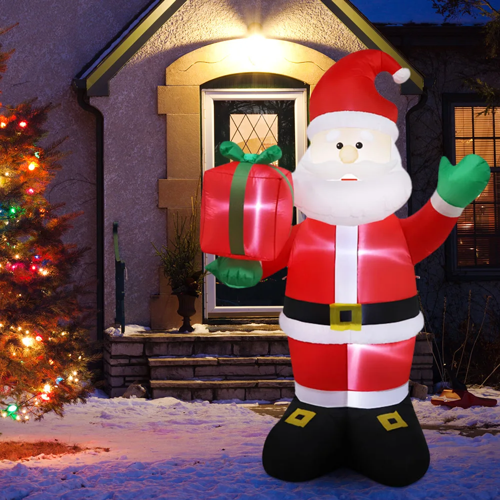 2.4M Blow Up Santa Claus Weatherproof Santa Carrying Present Sack Airblow Inflatable Santa Claus for Yard Garden Lawn Home Party