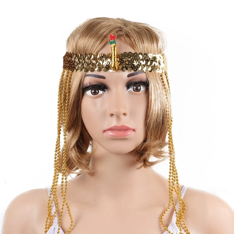 Golden Sequins Cosplay Headwear Headband Gothic Party Costume Hair Accessories Hair Hoop Egyptian Snake