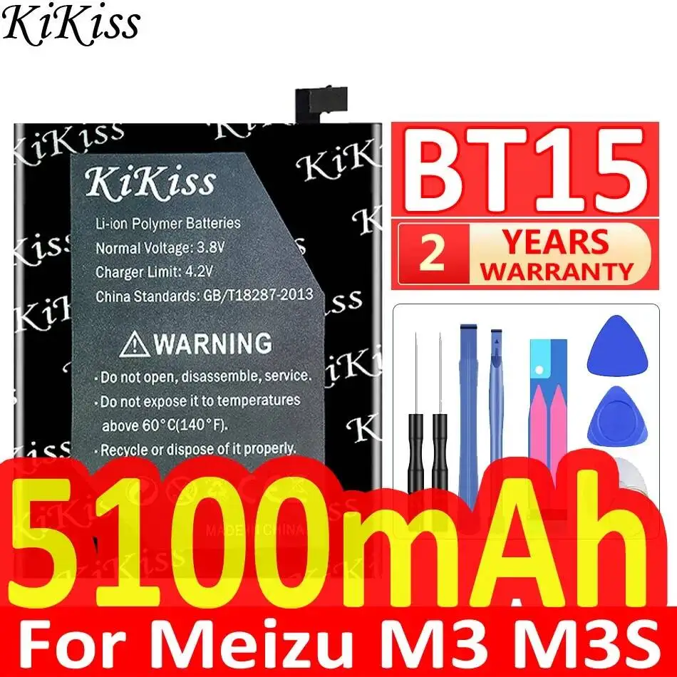 Fast Charging For Meizu M3 M3S Mini Y685Q M688Q M688C M688M M688U BT15 BT68 Mobile Phone Battery 5100mAh