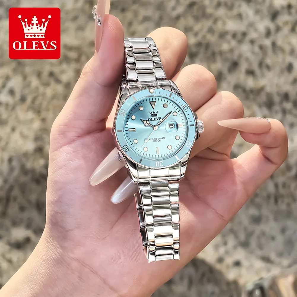 

Часы OLEVS 5885 для женщин, модные хронографы с датой, водонепроницаемые, светящиеся, кварцевые, оригинальные, роскошные женские наручные часы.