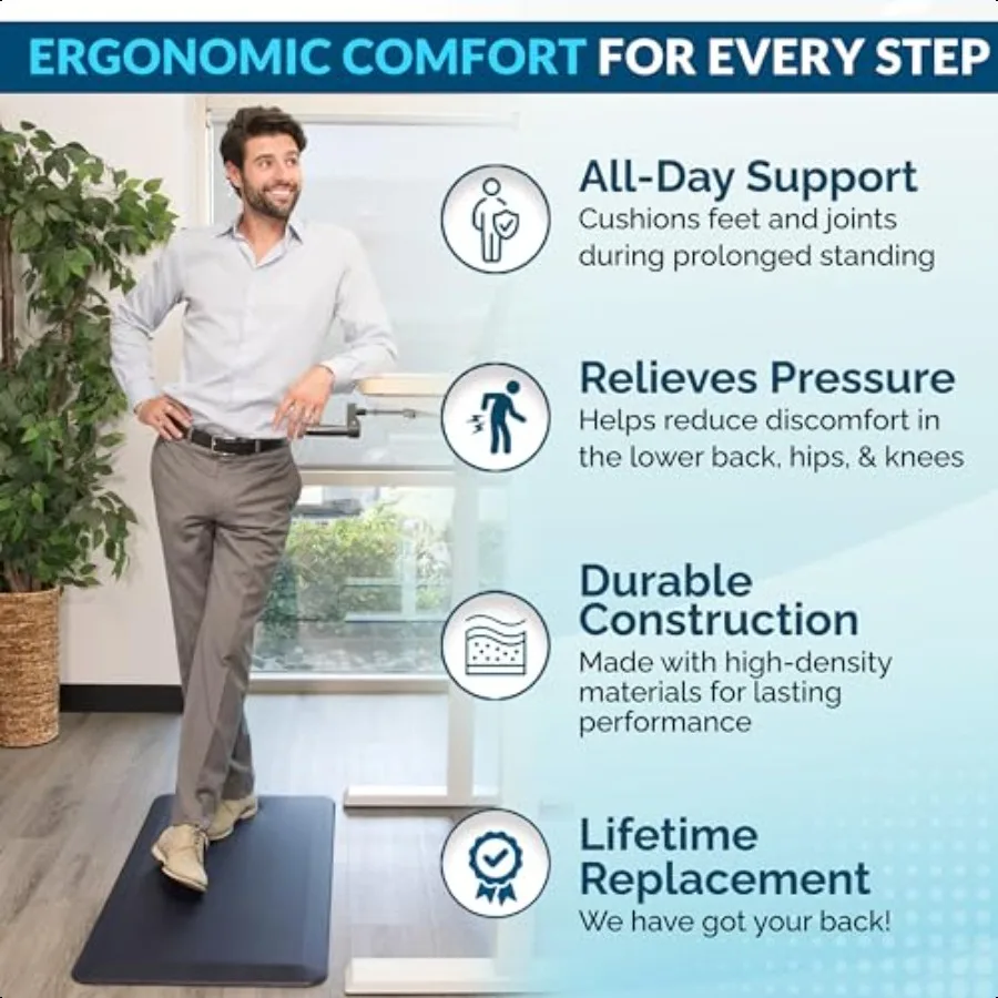 مكافحة التعب الكلمة حصيرة 3 4 بوصة سميكة المطبخ الحصير للأرضية الدائمة مكتب حصيرة المطبخ البساط الراحة في المنزل مكتب دائم وصمة عار #2