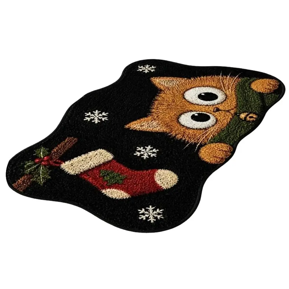 Cartoon Non-Slip Cat Area Rug Anti-fouling 3D Pattern Home Decor Carpet Easy to Clean 2D-Flat Cartoon Carpet for Living Room