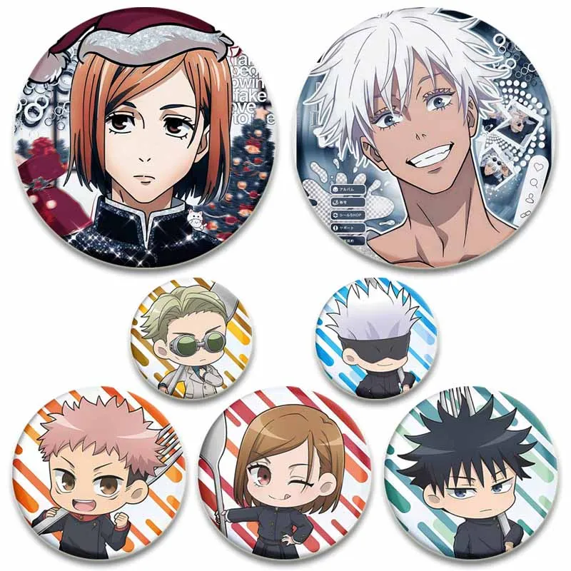

Anime Character Role Round Brooches on Backpack Clothing Accessories Cartoon Yuji Nobara Megumi Lapel Badge Pins Jewelry Gifts