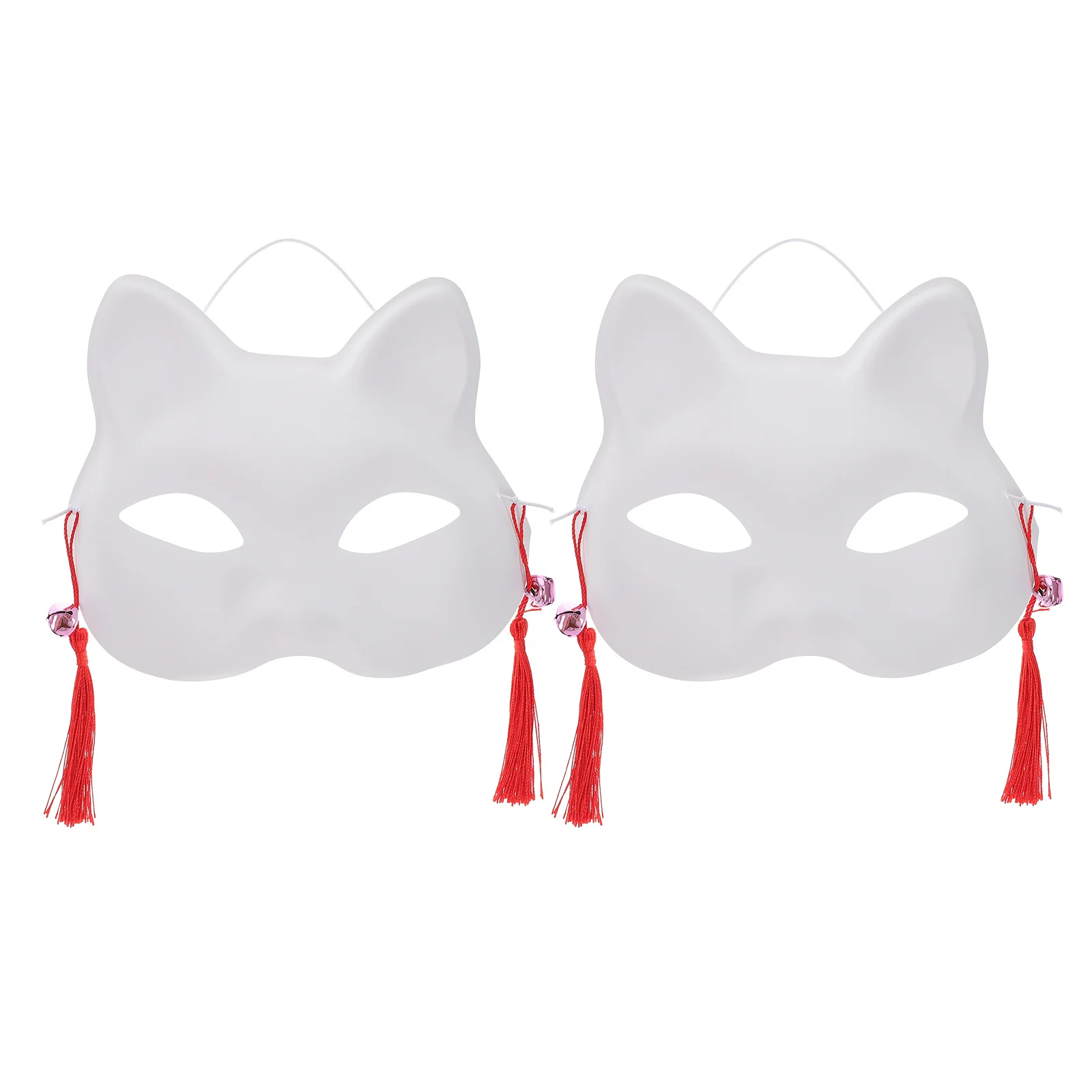 2 pezzi di maschere per gatti in stile giapponese bianche oggetti di scena creativi per foto per banchetti in maschera per feste di Halloween, decorazioni per costumi