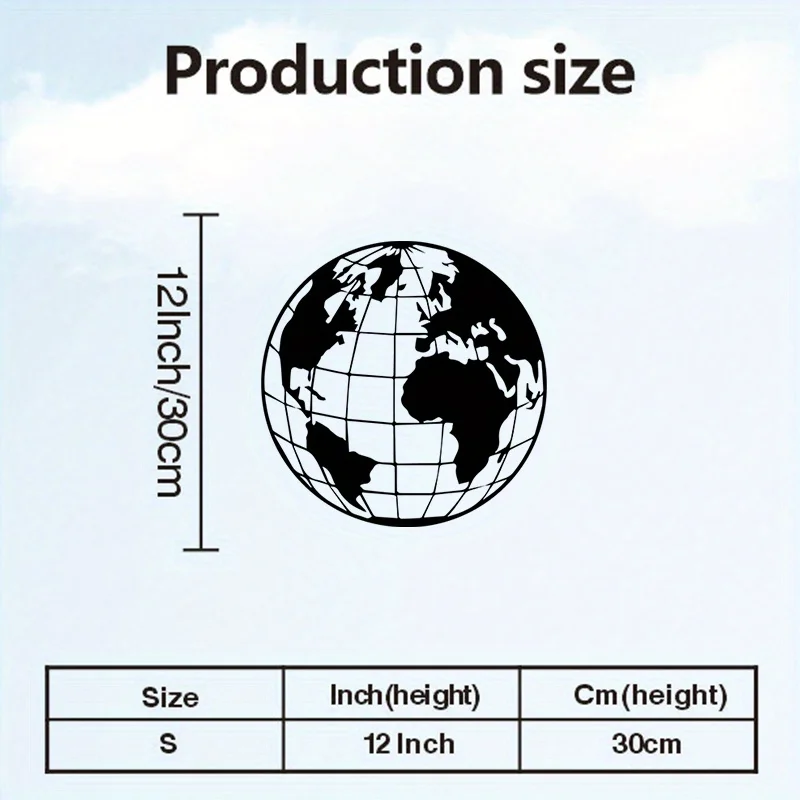 CIFBUY Vintage Earth Globe Metal Wall Art Durable Iron Mural Black White Decor For Classroom Office Geography Lovers Gift