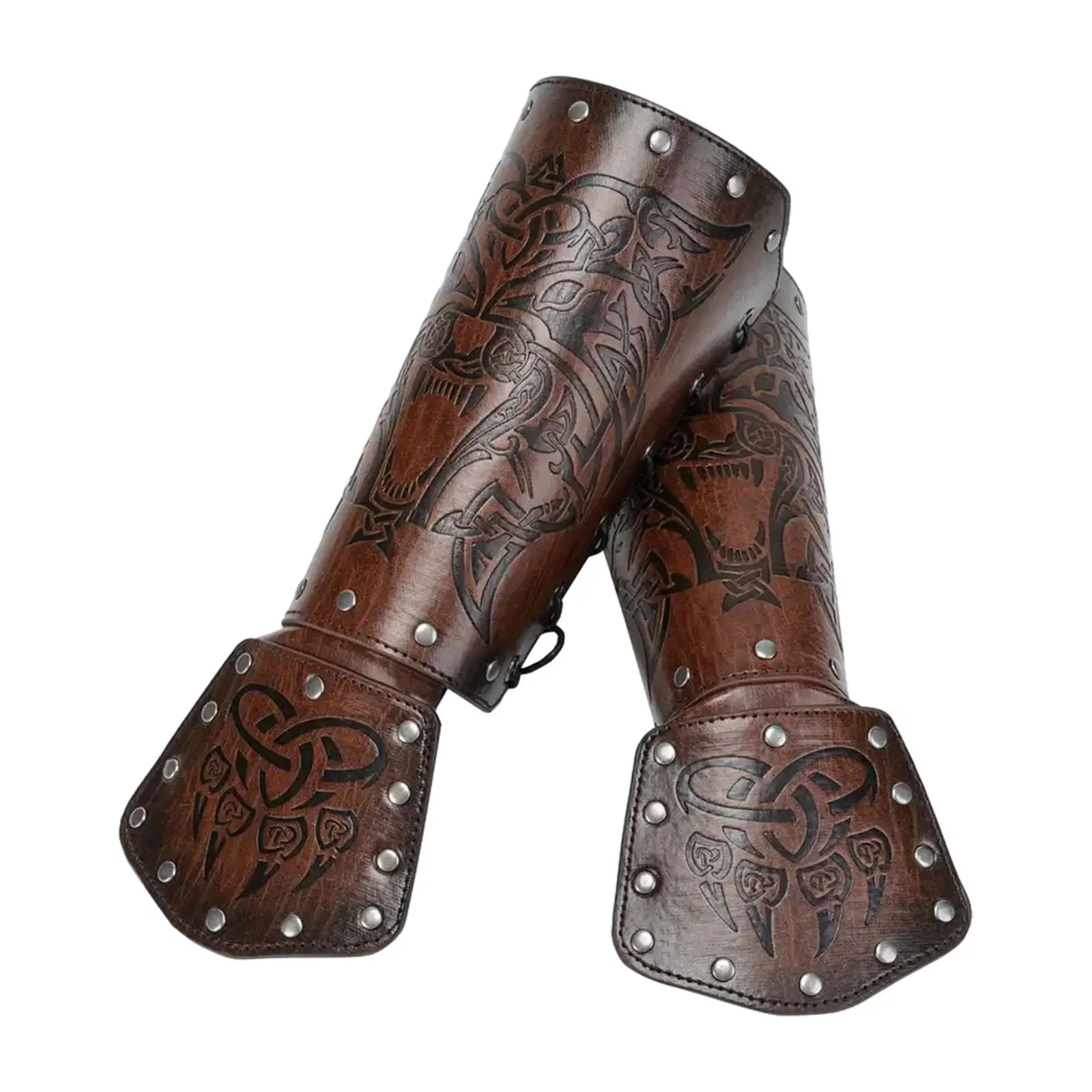 Medieval Arm Bracers Gauntlet Wristband Wrist Guard Costume Accessories PU Leather Wristband Steampunk for Carnival Role Play