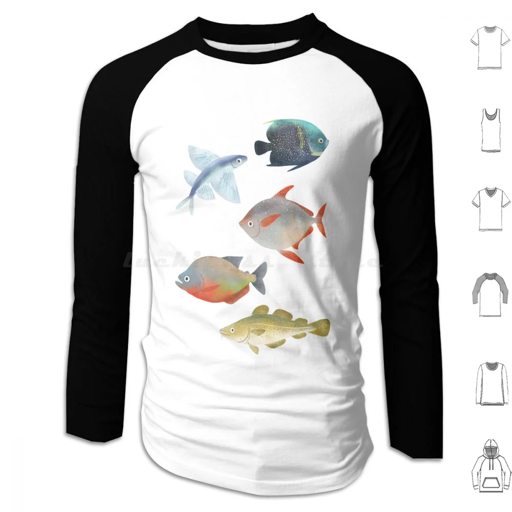 Fishy Sticker Pack 2 Hoodies Long Sleeve Fish Fish Art Opah Ocean Pirahna Moonfish Flying Fish Codfish Atlantic