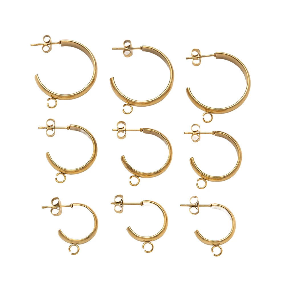 

10pcs Gold Stainless Steel Earring Hooks Connectors Base For DIY Ear Posts Components Parts Jewelry Making Supplies Accessories
