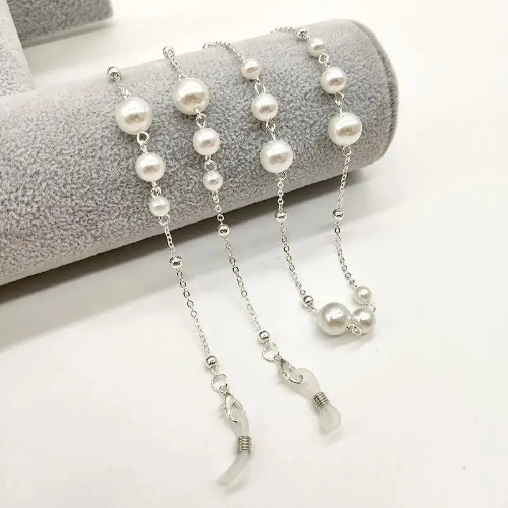 Fashion Pearl Beaded Sunglass Chain Adjustable Hanging Cord Eyeglass Lanyard Nonslip Anti Drop Mask Strap Outside Casual