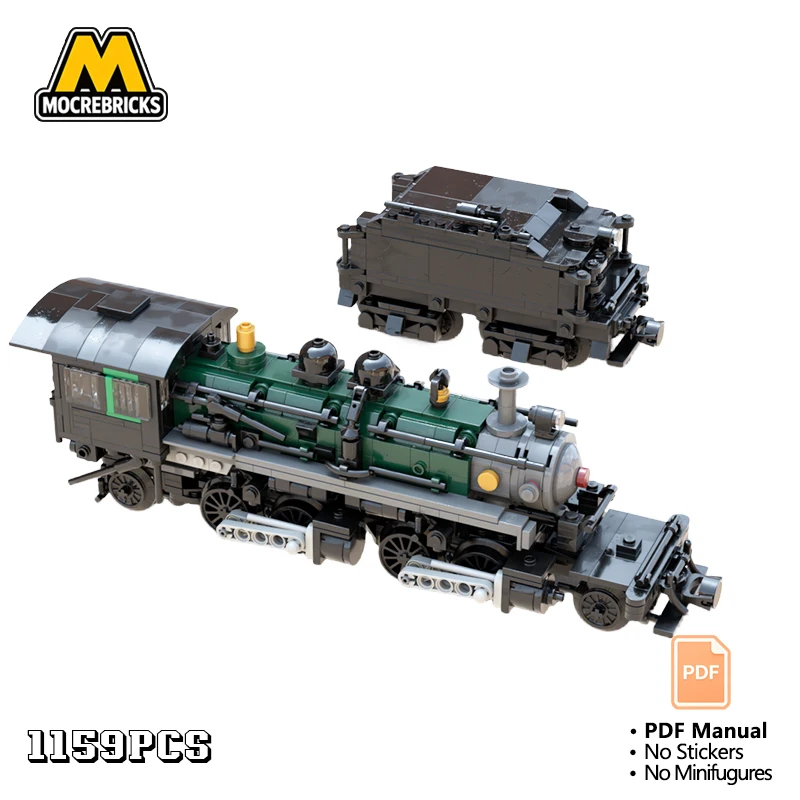 MOC Locomotive Diesel Classique, Blocs de Construction de Train Ferroviaire, Télécommandé, Express Vintage, Briques de Fret, Modèle Jouet, Cadeau