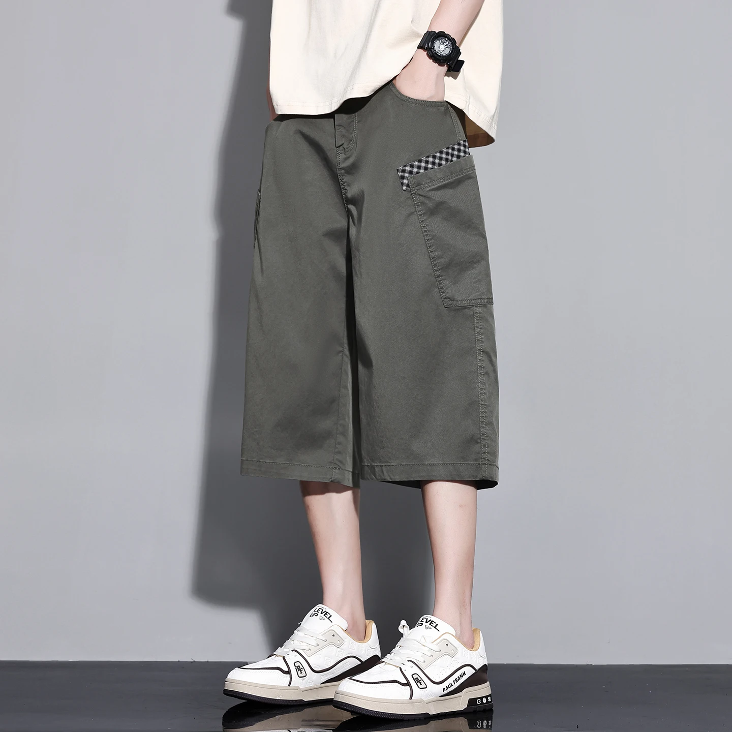 High Quality 2026 Summer Thin Lyocell Cargo Shorts Men Breathable Pants Streetwear Work Casual 3/4 Shorts Man Plus Size