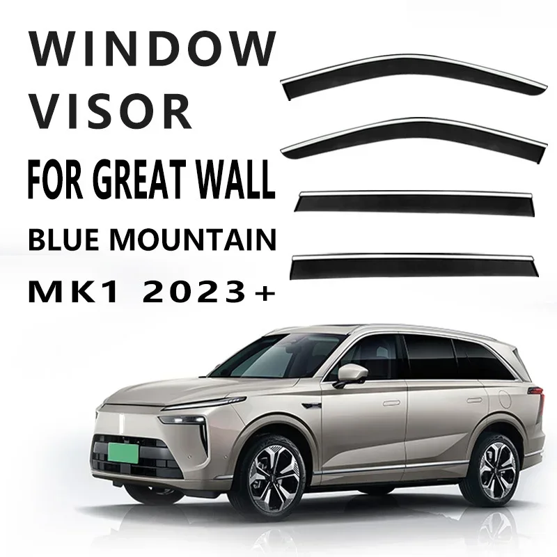 

Fit For GWM WEY Blue Mountain 2023+ Window visor Awnings Shelters Vent Shades Sun Rain Deflector Trims