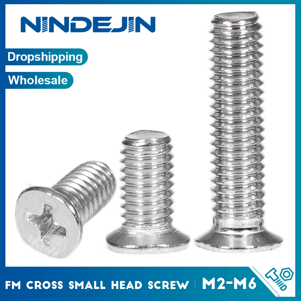 Tornillo de máquina de cabeza plana cruzada FM no estándar, de acero niquelado, M2 M2.5 M3 M4, tornillo Phillips CSK de cabeza pequeña para electrónica