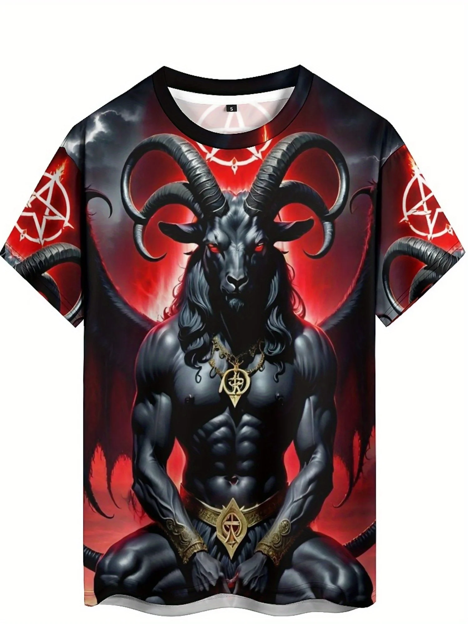 

Summer Gothic 3D Print T-Shirt for Men & Women - Soft Polyester, Bold Geometric Baphomet Pentagram Design
