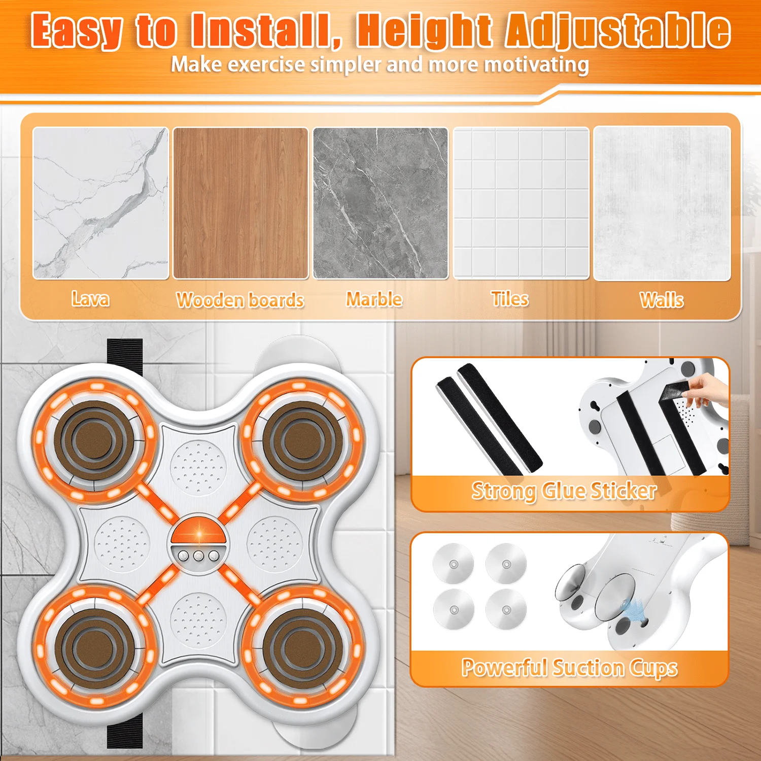 Machine de boxe musicale murale |   Jouet de tir à la cible intelligent avec gants |   Équipement d'exercice de fitness pour enfants pour garçons et filles de 3 à 1 ans