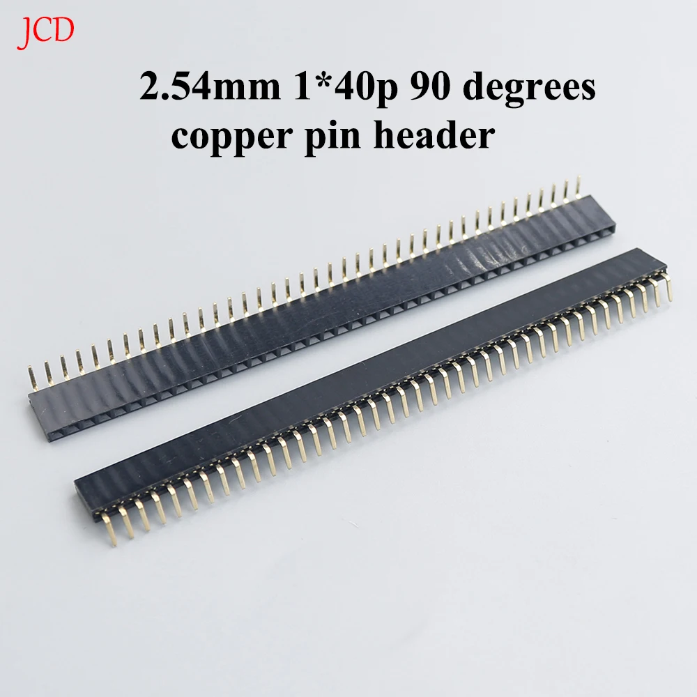 

10pcs 1x 40 Pin 2.54 mm Right Angle Single Row Pin Header Male 90 degrees Needle Connector