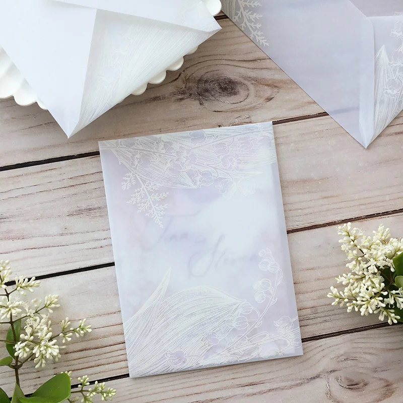 5PCS/Lot Transparent Envelope Printed Flower Floral Pattern Translucent Paper Envelopes Wedding Invitation Envelopes For Cards