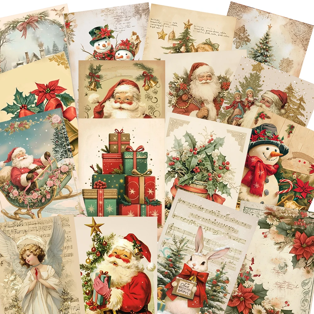 48-teiliges Retro-Weihnachts-Postkarten-Set - mit Aufklebern, Weihnachts-/Jubiläumsgeschenke, Sammlerstücke, geeignet zum Verschenken.