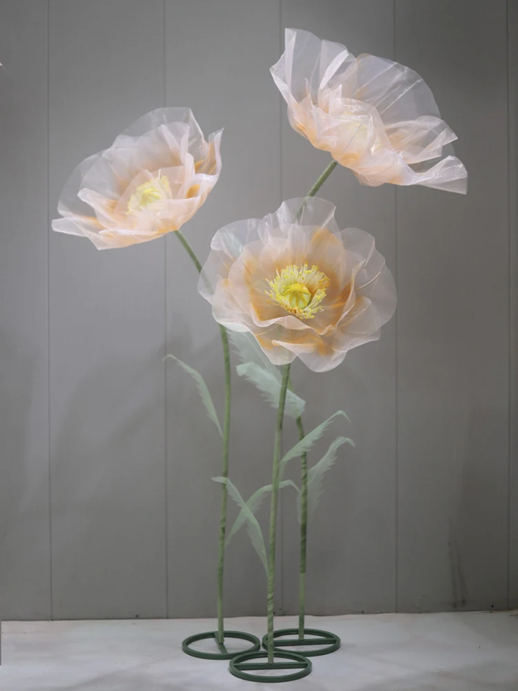 180 cm Zijden Klaproos Kunstbloemen Bruiloft Decoratie Bruiloft Weg Lood Bloem Etalage Party Garden Home Decoratie