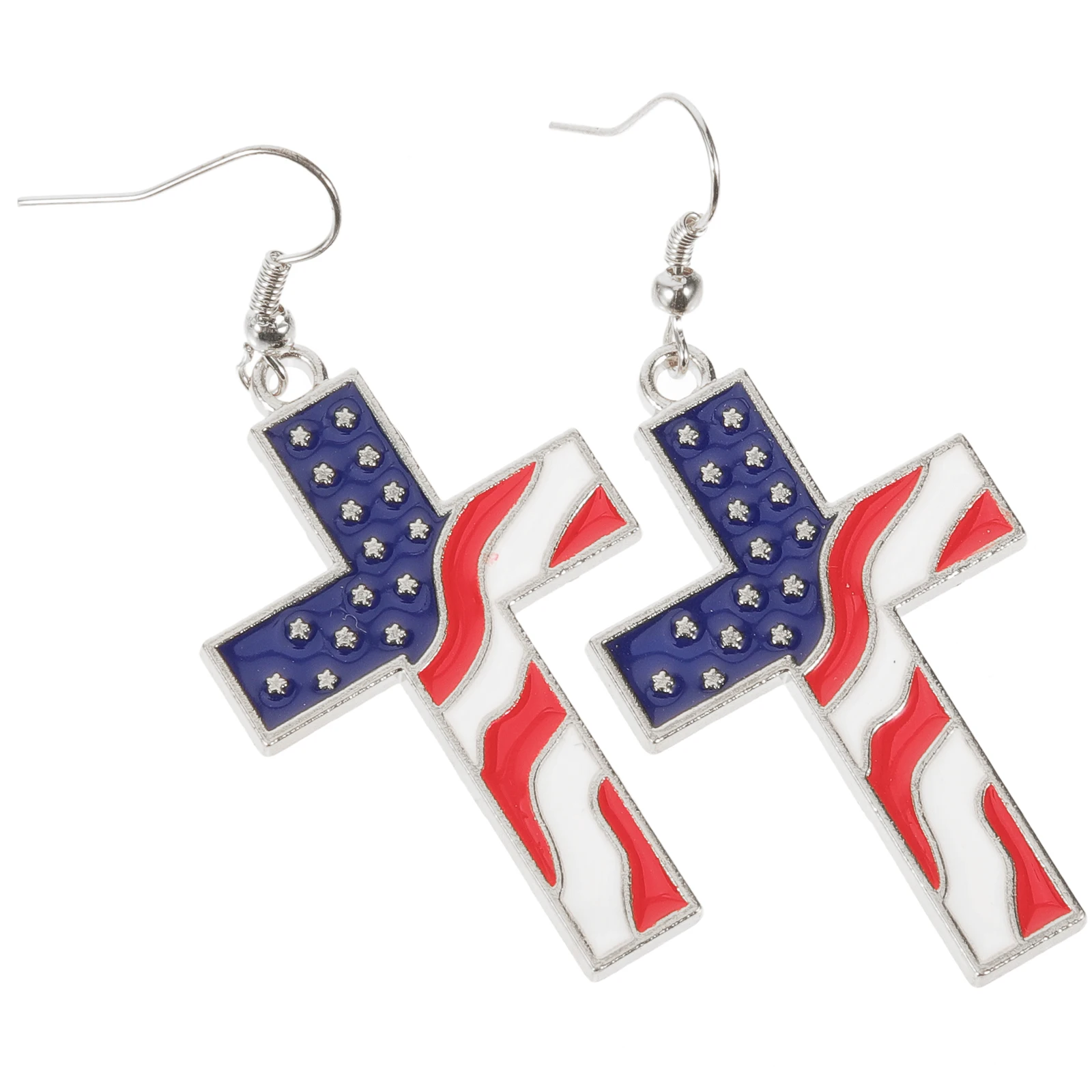 

1 Pair Gold Color Cross Earrings Couples Fashion Jewelry American Flag Style Trendy Accessories Women Independence Day Party