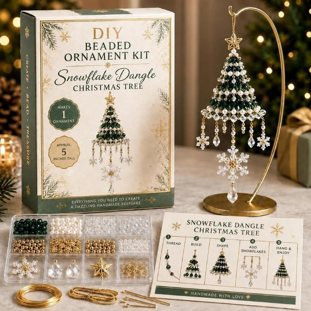 Neues DIY-Weihnachtsbaum-Ornament-Set mit Perlen zum Aufhängen, Bastelset für Weihnachtsdekoration, Festliches Feiertags-Handwerk