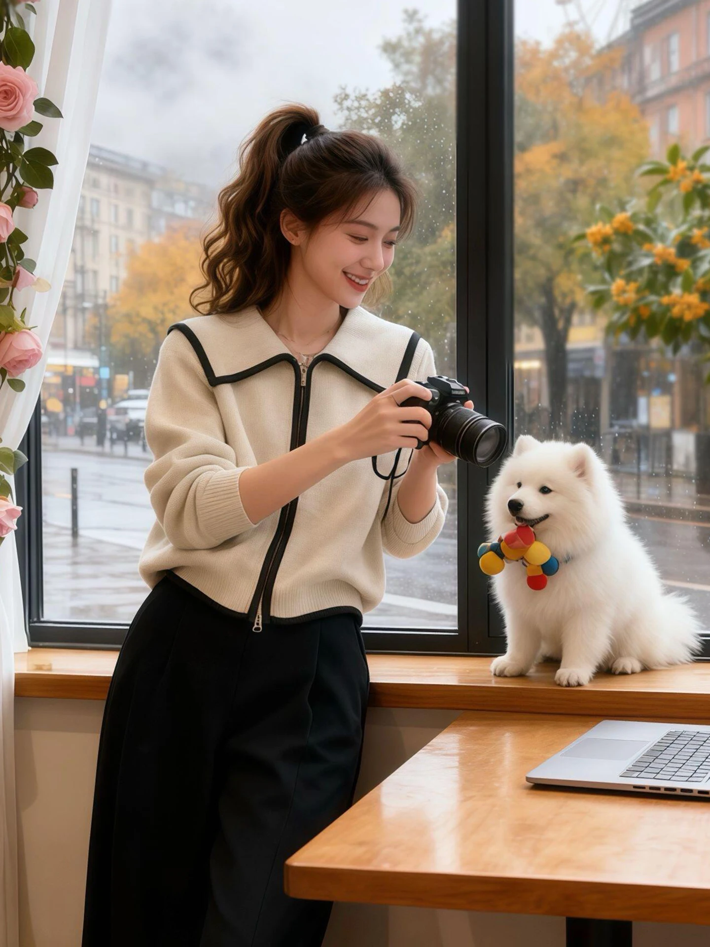 

Double Zipper Long Sve Camere Knitwear Commute Sle Women's Faion Winter 2025 Slimming Design Top Korean Version