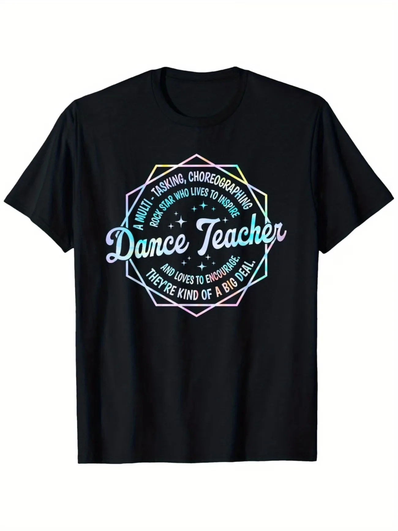Dance Teacher T-Shirt Unisex Loose Fit Casual And Comfortable Geometric Star Pattern Perfect for Dance Instructors And Dancers