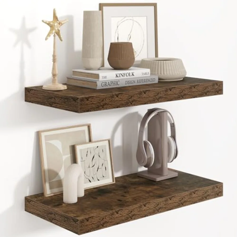 Floating Shelves 24 Inch Long, 9.3 Inch Deep Floating Shelf for Lving Room, Bedoom, Kitchen, Deep Wall Shelves for Bathroom, 2