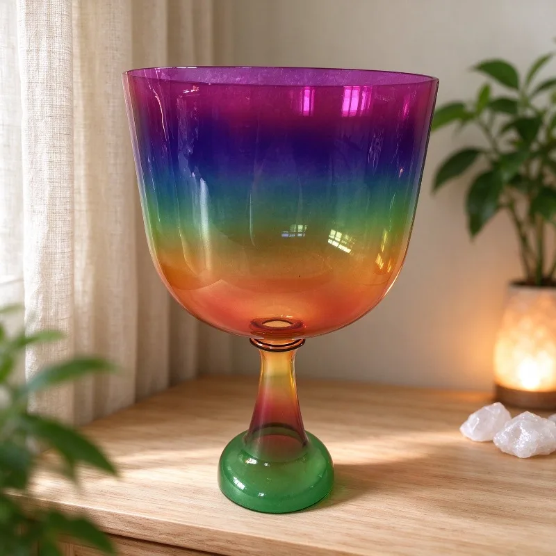 Handheld Crystal Singing Bowl 440/432Hz F Tone Sound Bowl Meditation 3 Scale Singing Bowls 7.35 Inch Yoga Healing Sound Bowls