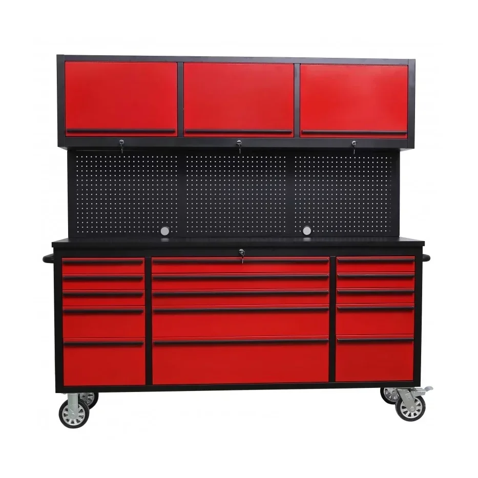 Workbench And Combined Metal Tool Cabinet With Drawers For Garage And Workshop