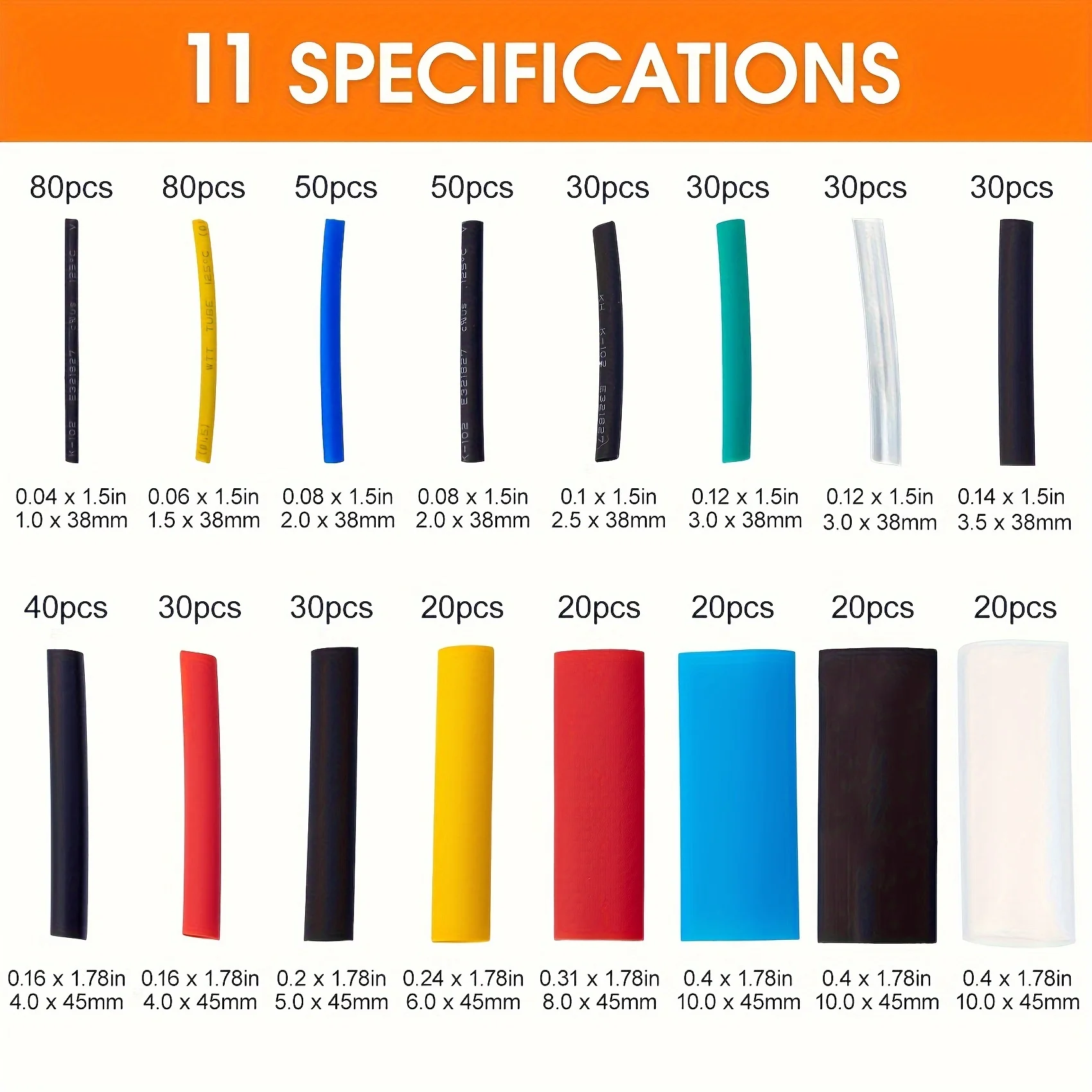580/560Pcs Heat Shrink Tube Kit Thermoresistant Tubing Heat Shrink Wire Wrapping Electrical Insulation Cable Repairs