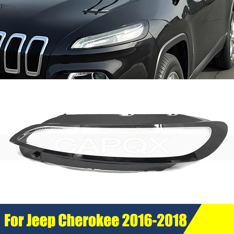 

Front Bumper Headlight Shell For Jeep Cherokee 2016-2018 Cover Shade Head Lamp Glass Head Light Lens Caps