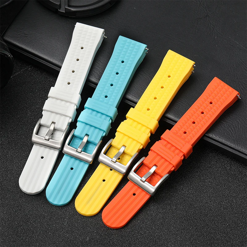 Premium Soft Rubber Waffle Watchband 20mm 22mm Fast Release Replacement Strap for Abalone for Sea Ghost for Monster