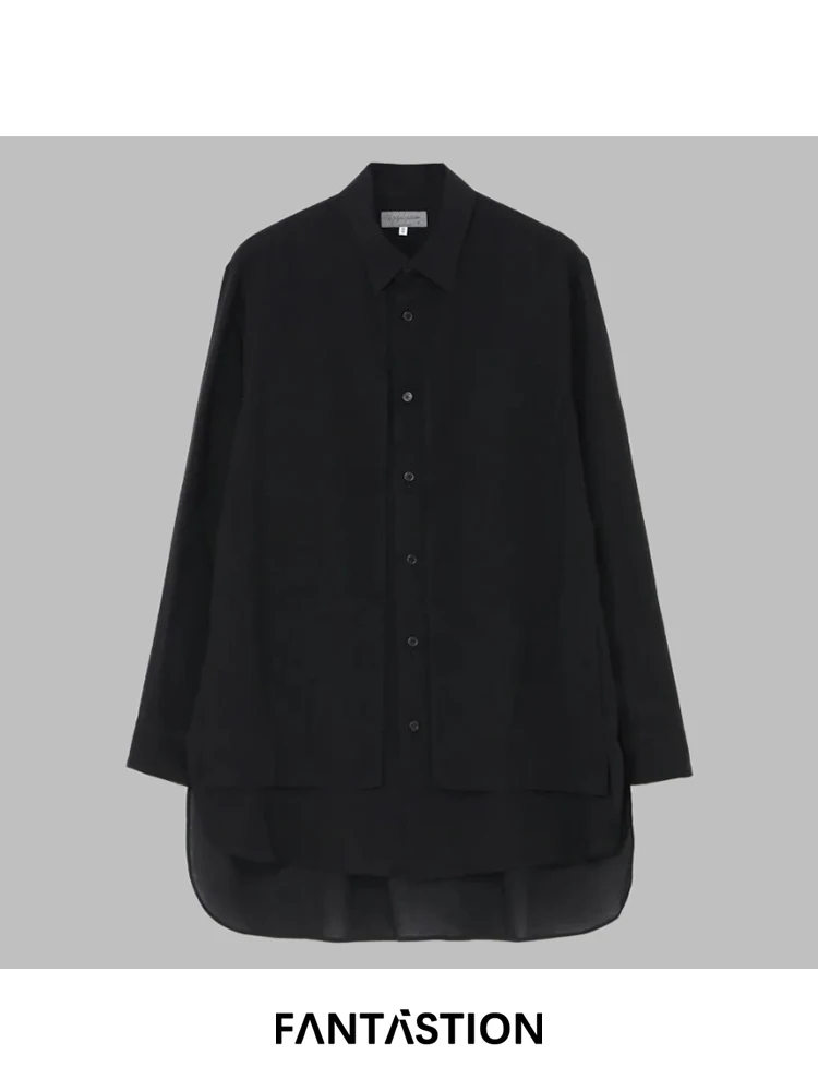 

FANTASTION's refined double-placket shirt, normcore unisex oversized top with minimalist autumn winter sophistication shirts