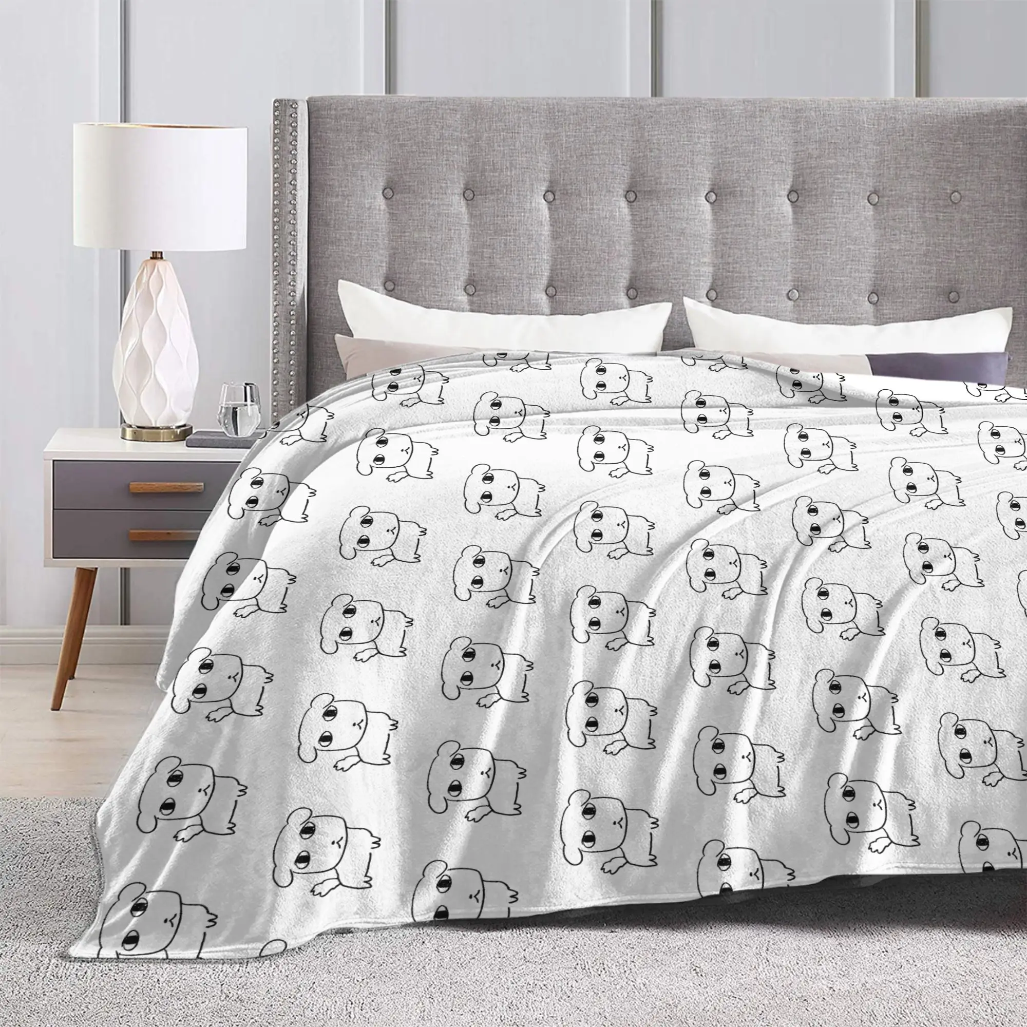 Ganadis Puppy Korean Meme Blankets Flannel All Season  Portable Soft Throw Blanket for Bed Office Bedding Throws