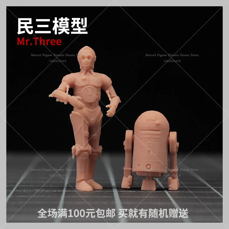 1/64 1/43 Scale Miniature Scene Dolls Un-panited White Figure Mini Model Bounty Hunter with Baby Yoda Cross-galaxy Journey - view 4
