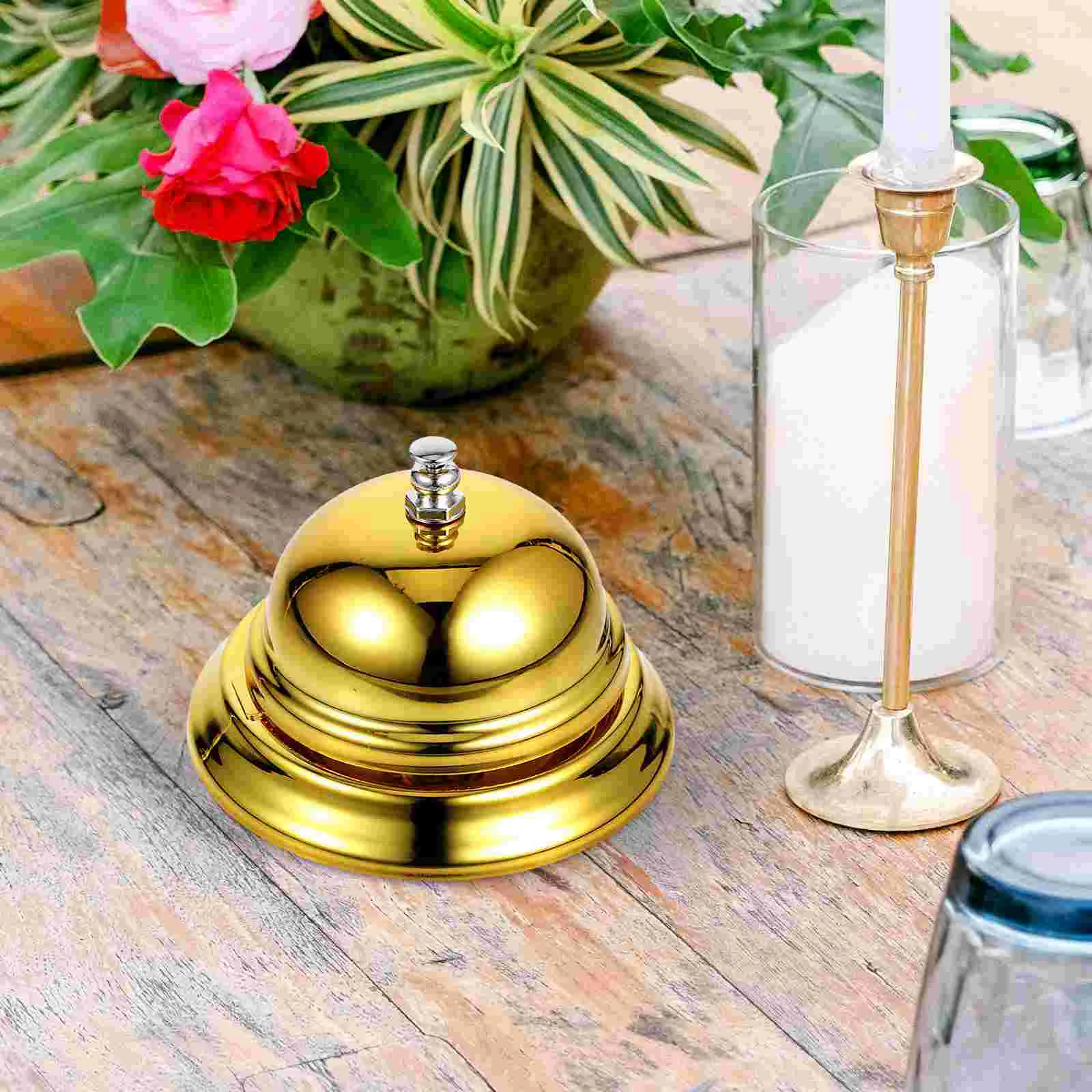 Music Bell Hand Pressing Answer by Call Metal Table Bells Vintage Game Ringing The Sign