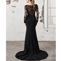 Dlassdream Black Flowers Off Shoulder Satin Mermaid Pleats Evening Dress Women Sweetheart Side Split Backless Prom Party Gown 