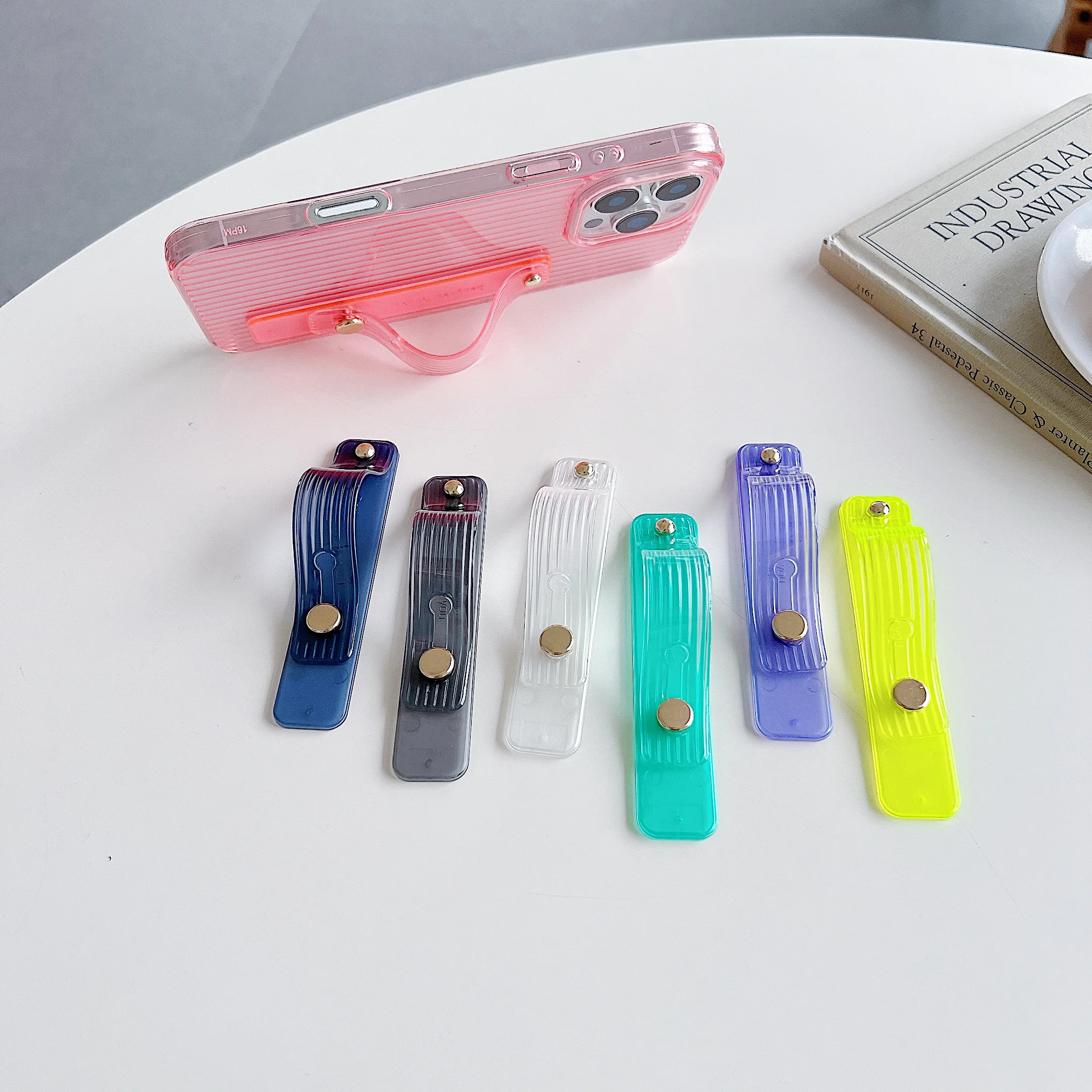 Banda para la muñeca, banda para la mano, agarre para el dedo, soporte para teléfono móvil, Push Pull, soporte Universal para enchufe de teléfono de Color liso para iPhone Xiaomi