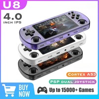 U8 Open Source Retro Handheld Video Game Console Linux System 4.0 Inch IPS Screen Portable Pocket Video Player 128GB Games