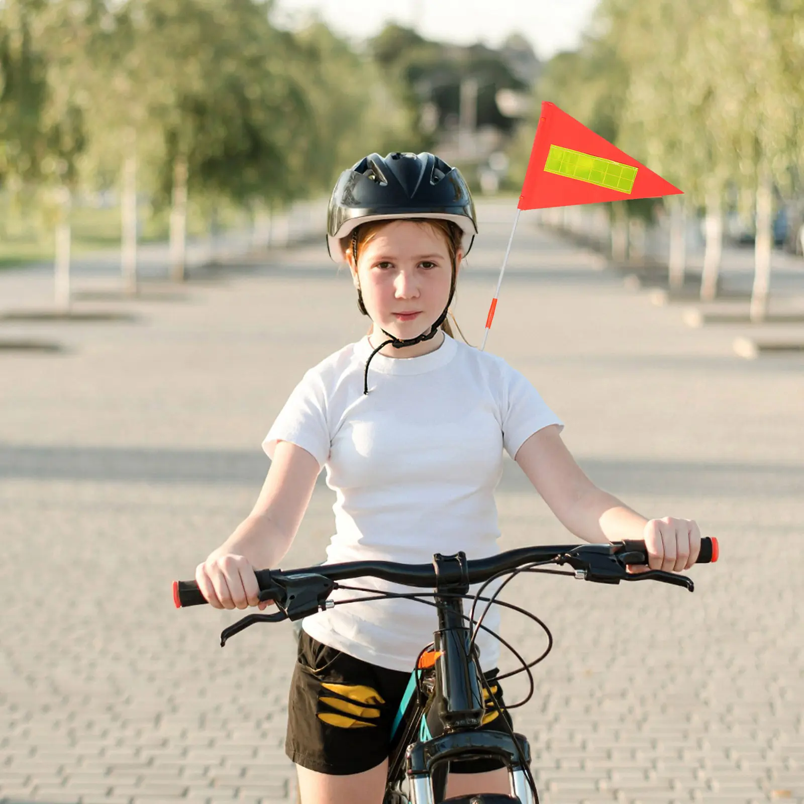 

1Set High Visibility Orange Bike Safety Flag Triangular Design Easy Install No Tools Needed for Bikes Trailers Cycling