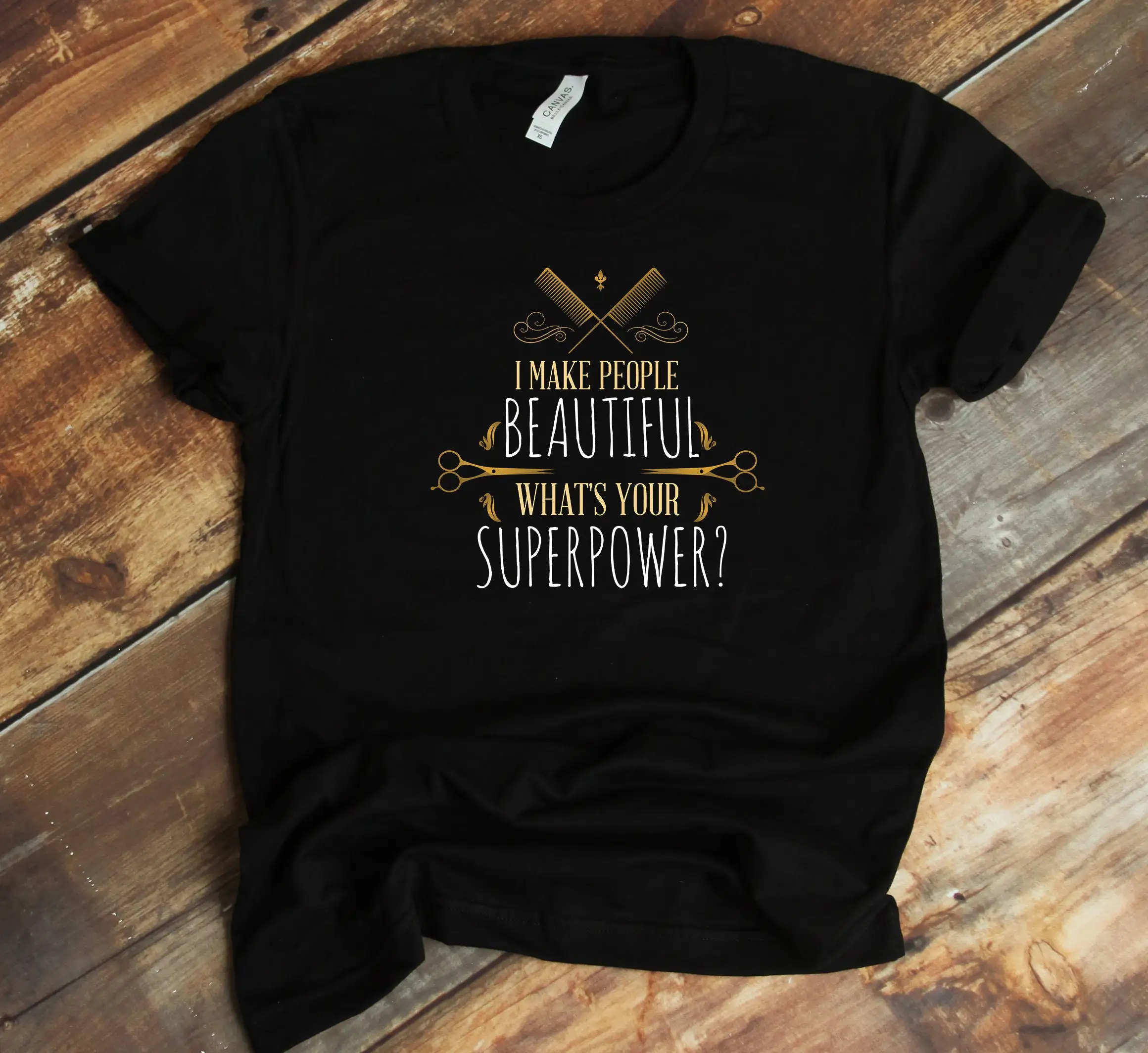 Hairdresser T Shirt Superpower Hair Makeup Artist Funny Hairstylist