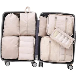 6/7/8 Pcs Solid Color Packing Cubes For Travel Luggage Packing Organizers Toiletries Shoes Clothes Cosmetics Storage Bags