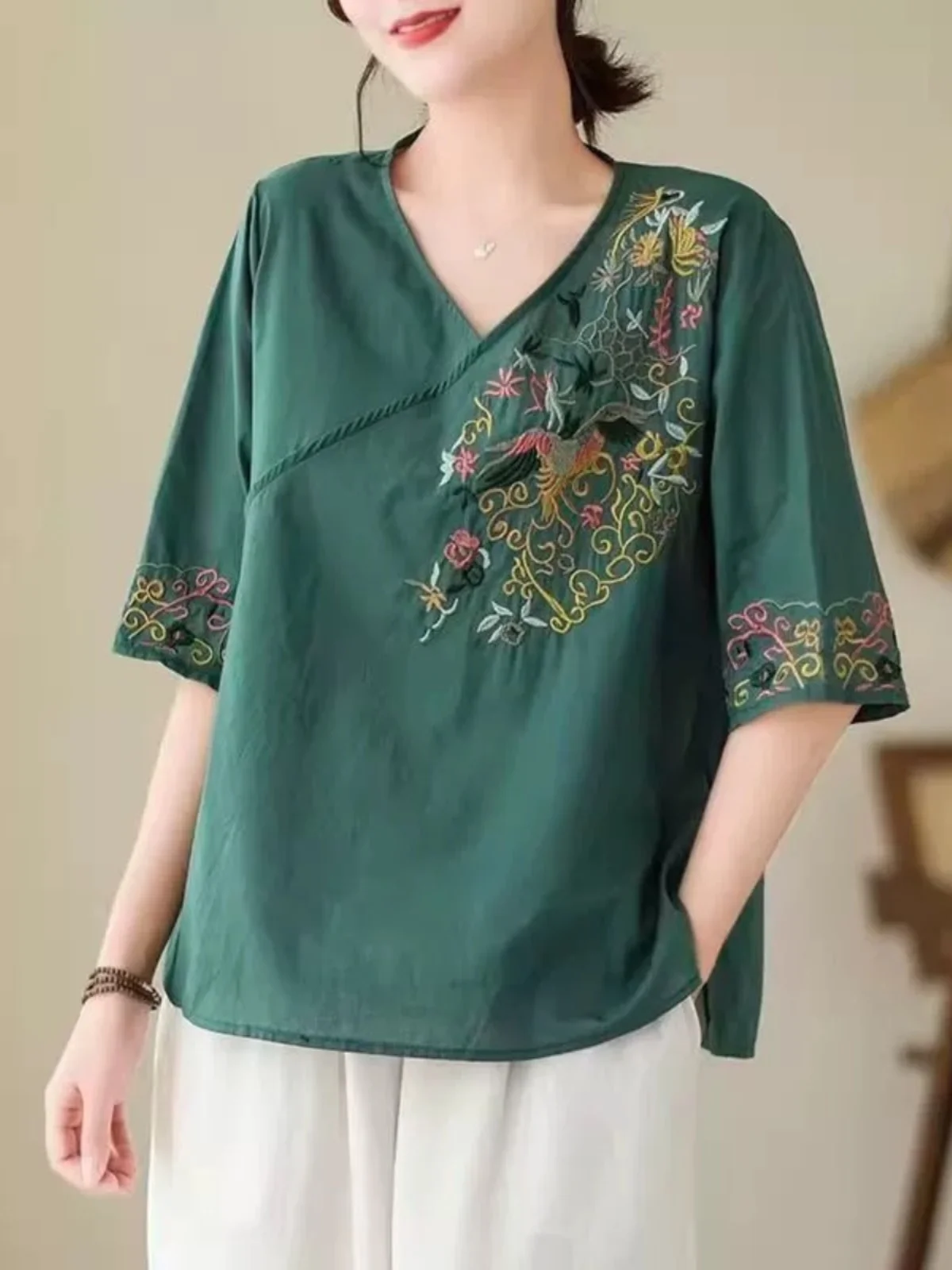 قميص فضفاض من القطن والكتان للنساء، طبقة أساسية صيفية، تصميم كوري بعقدة، نمط فني، قماش رقيق