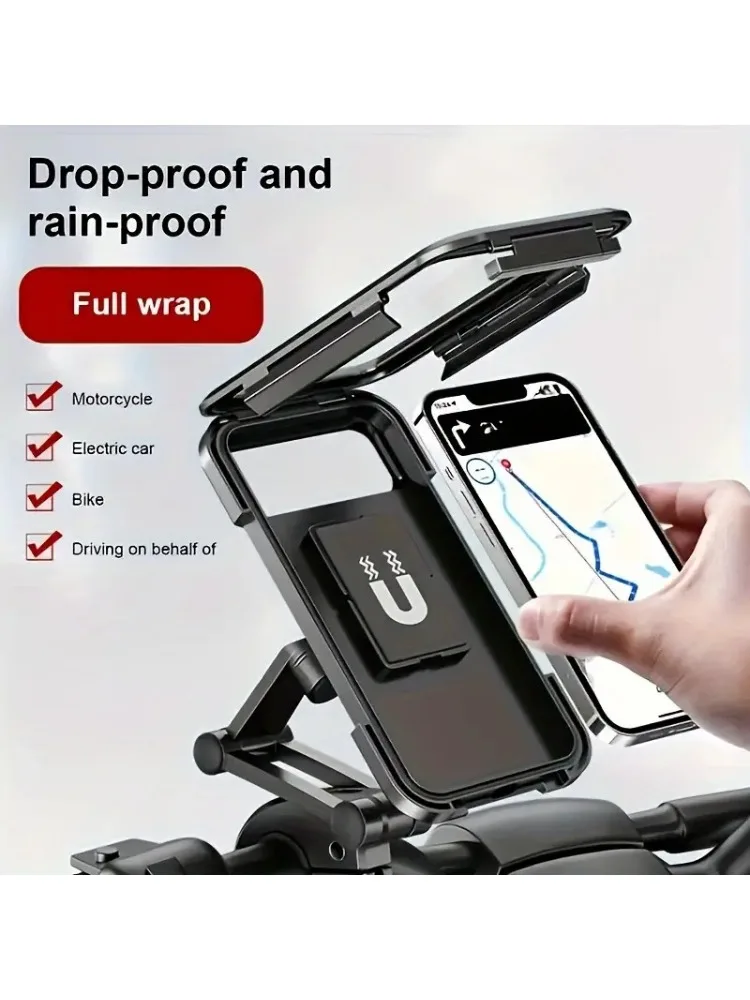 AliExpress DUTRIEUX Rainproof Bicycle Motorcycle Phone Holder - ABS Magnetic Telescopic, Shockproof, Touchscreen Compatible, Outdoor Use