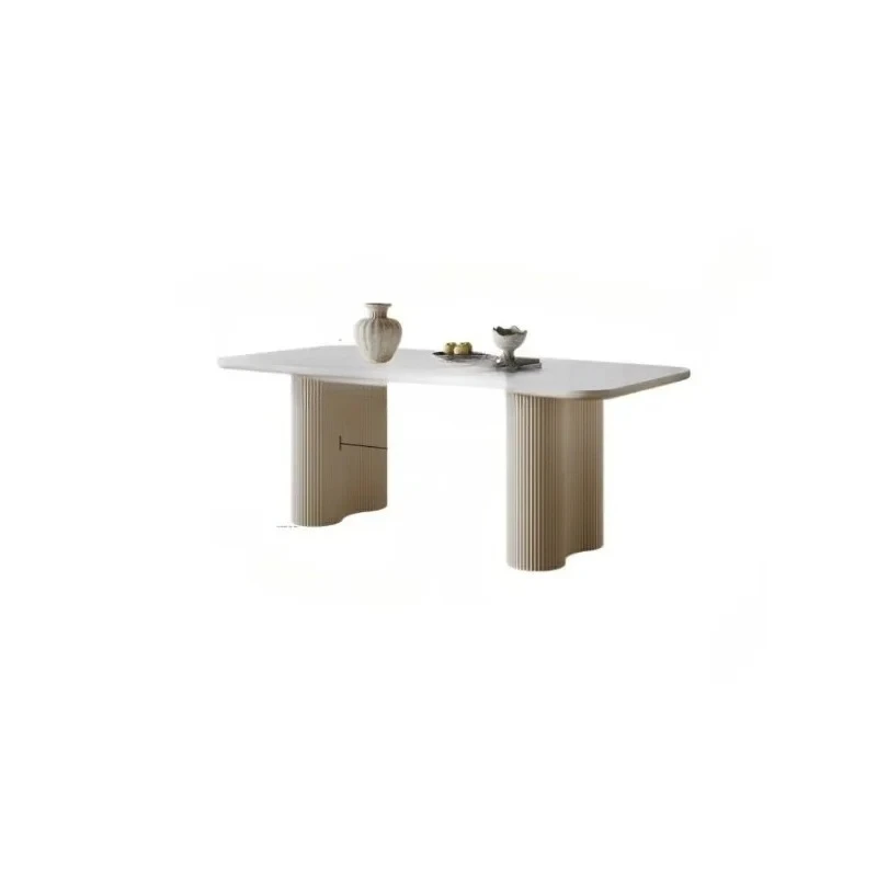 

lxCream wind rock board dining table household light luxury small apartment white rectangular dining table and chair combination