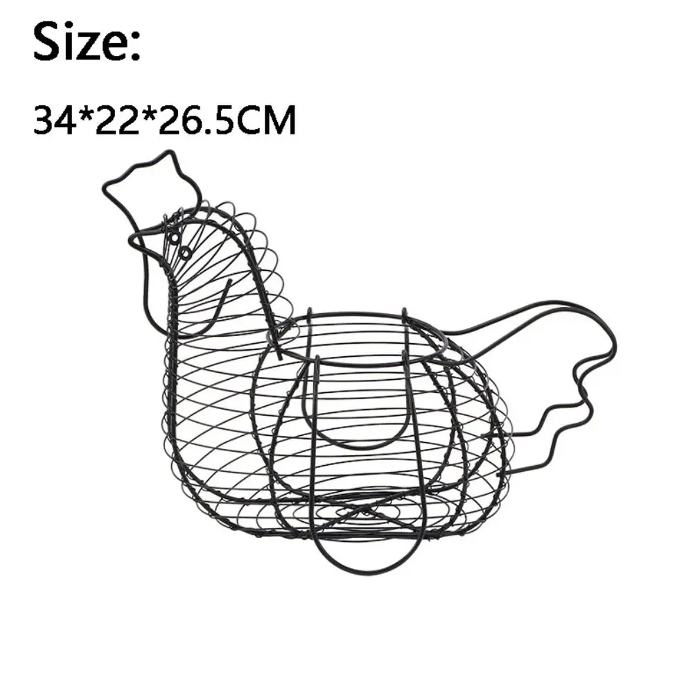 High Quality Iron Art Eggs Storage Basket Black White Chicken Shaped Egg Holder Eggs Organizer Rack Basket Household