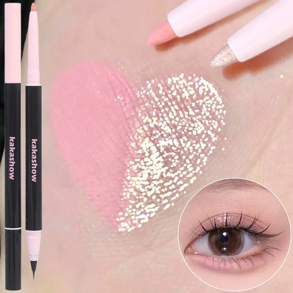 2 in 1 opaco schiarente sdraiato baco da seta penna eyeliner liscio non fiorito tè marrone rosa ciglia inferiori ombretto matita cosmetici