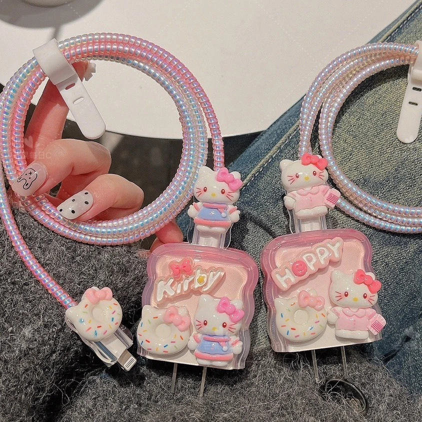 2025 الغطاء الواقي لشاحن أبل الجديد الأكثر مبيعًا بيجامة دونات وردية اللون Kt غطاء حماية لكابل البيانات #1