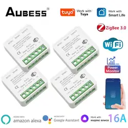 Aubess Tuya Zigbee Or WiFi Switch Energy Monitor 16A 2 Way Module With Alice Alexa Google Home Smart Life App Power Monitoring